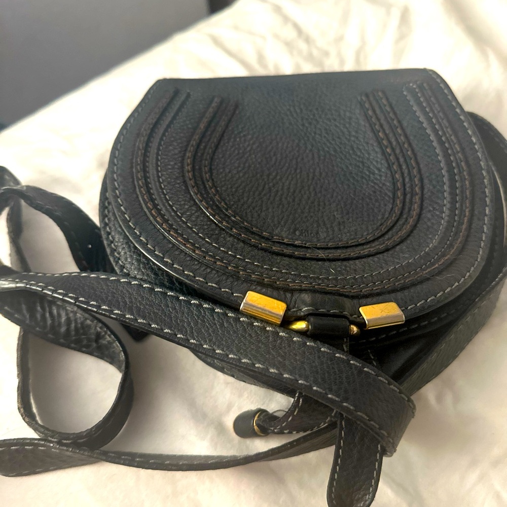 Genuine Chloe cross body navy leather bag
